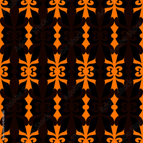 geometrical figures of orange and black ethnic style