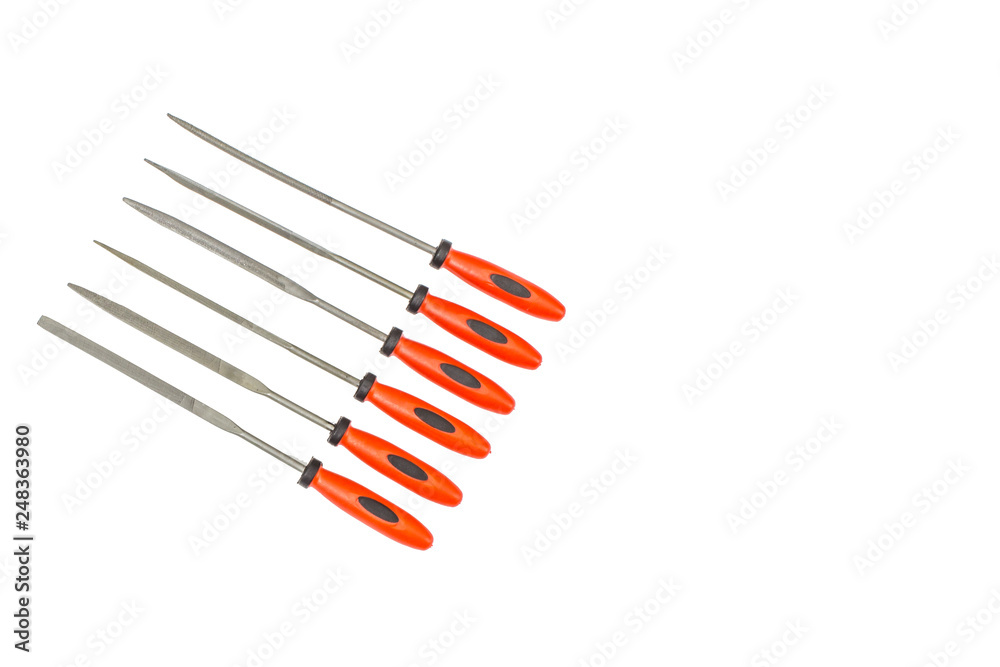Needle files isolated on white background.