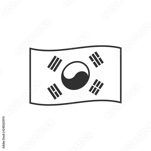 South Korea flag icon in black outline flat design. Independence day or National day holiday concept.