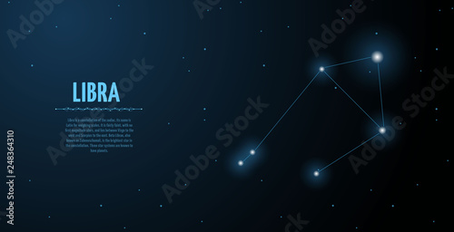 Libra zodiac constellation vector sign with silhouette. Poster design with place for text