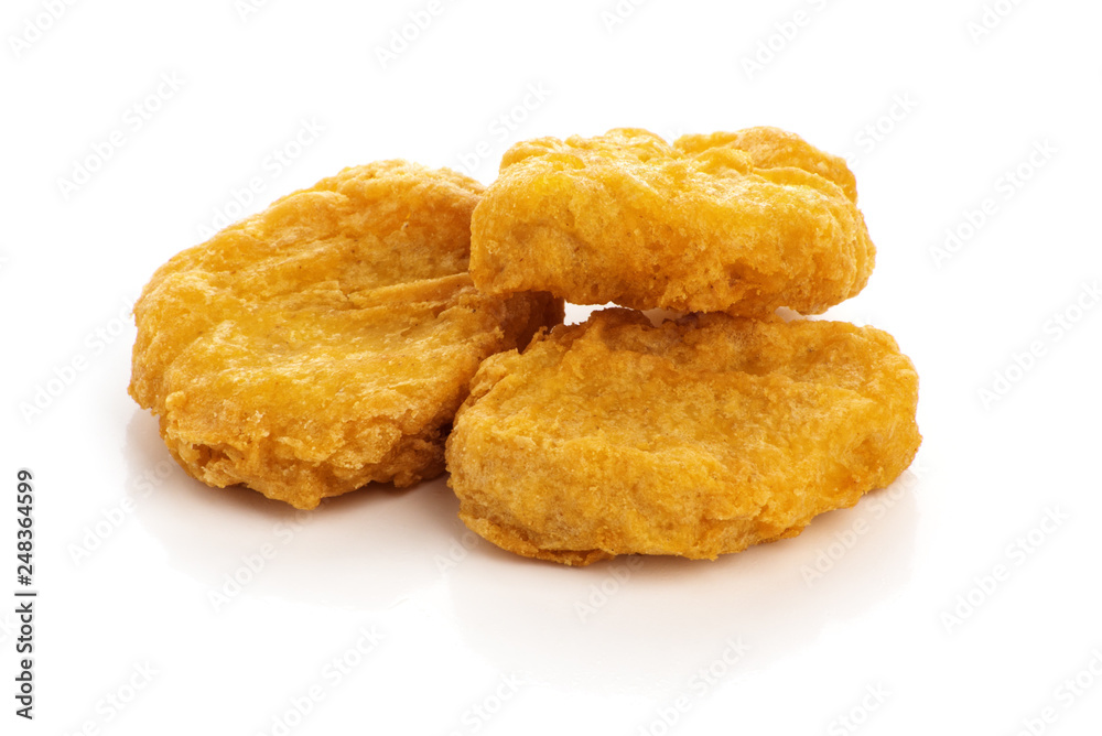 Fried chicken nuggets isolated on white background Fried chicken nuggets isolated on white background