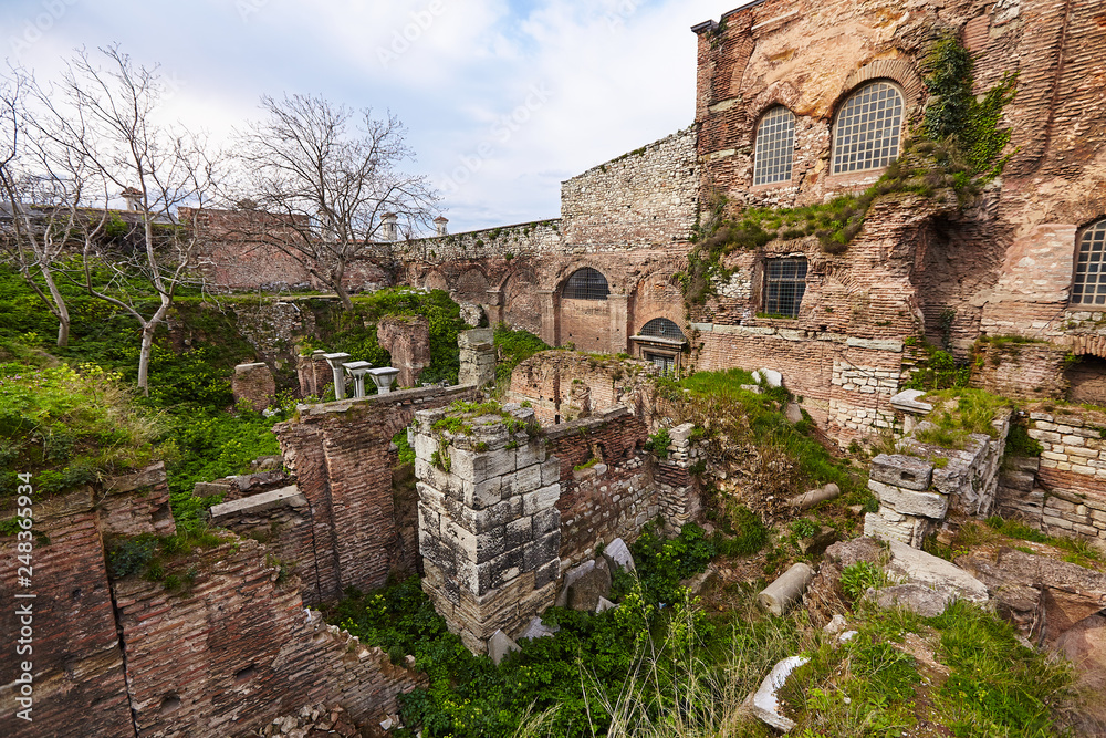 Hagia Sophia from uncommon side - back side archaeology work аrеа