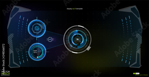 Futuristic VR Head-up Display Design. Sci-Fi Helmet HUD. Future Technology Display Design