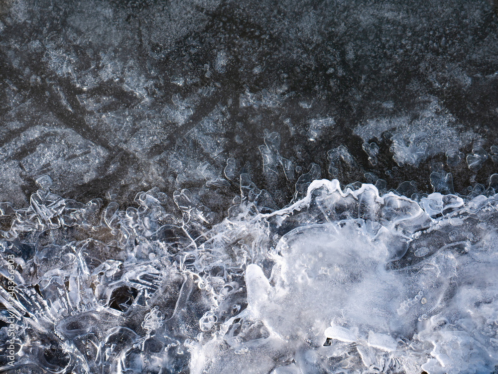 Obraz premium Ice crystals on snow texture. background