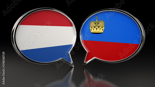 Free Download Netherlands and Liechtenstein flags with Speech Bubbles. 3D illustration - GFXLoad