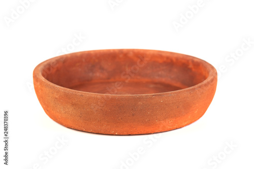 ketsi, georgian traditional clay pot for cooking food on white background