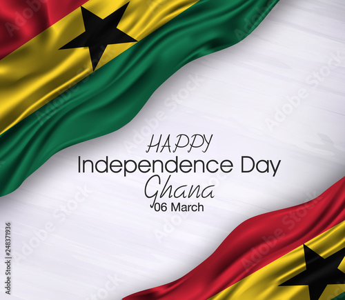 Vector illustration of Happy ghana Waving flags isolated on gray background.06 march.