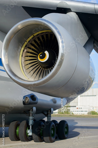The engine of the aircraft. Close-up