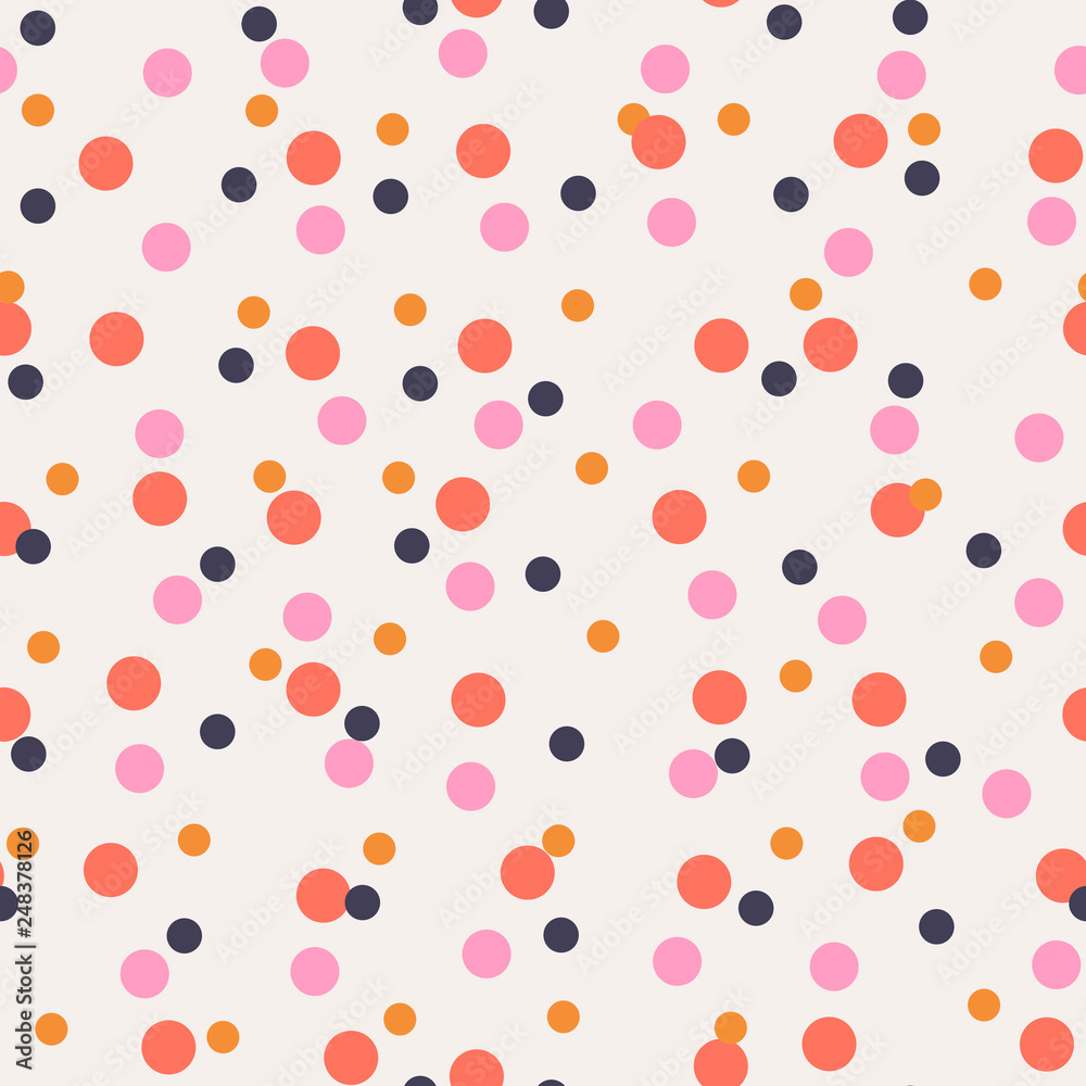 Messy dots on beige background. Festive seamless pattern with round shapes. Dotted texture for wrapping paper, web. Vector illustration. Messy dots on beige background. Festive seamless pattern with round shapes. Dotted texture for wrapping paper, web. Vector illustration.