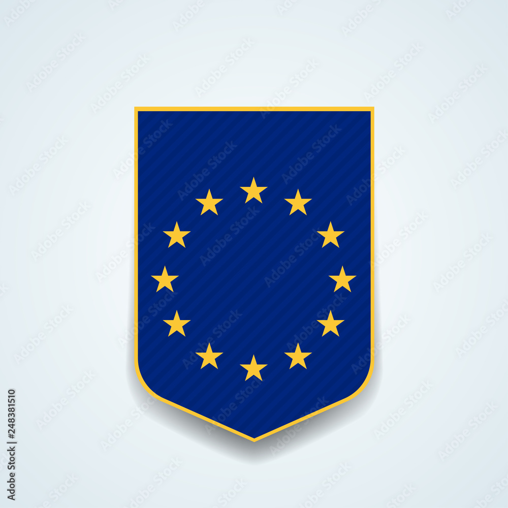 European Union shield label Coats of arms illustration European Union shield label Coats of arms illustration