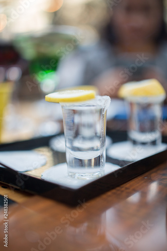 Wallpaper Mural shot glass filled with tequila service with lemon and salt Torontodigital.ca
