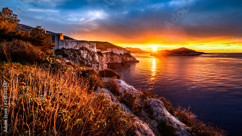 Fototapeta Naklejka Na Ścianę i Meble -  Dubrovnik Lovrijenac fortress Croatia sea sunrise