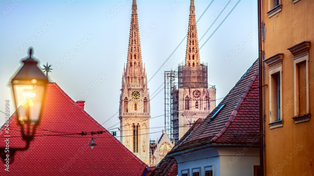Zagreb Croatia Cathedral street cityscape