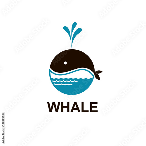 design with abstract symbol of whale and sea wave