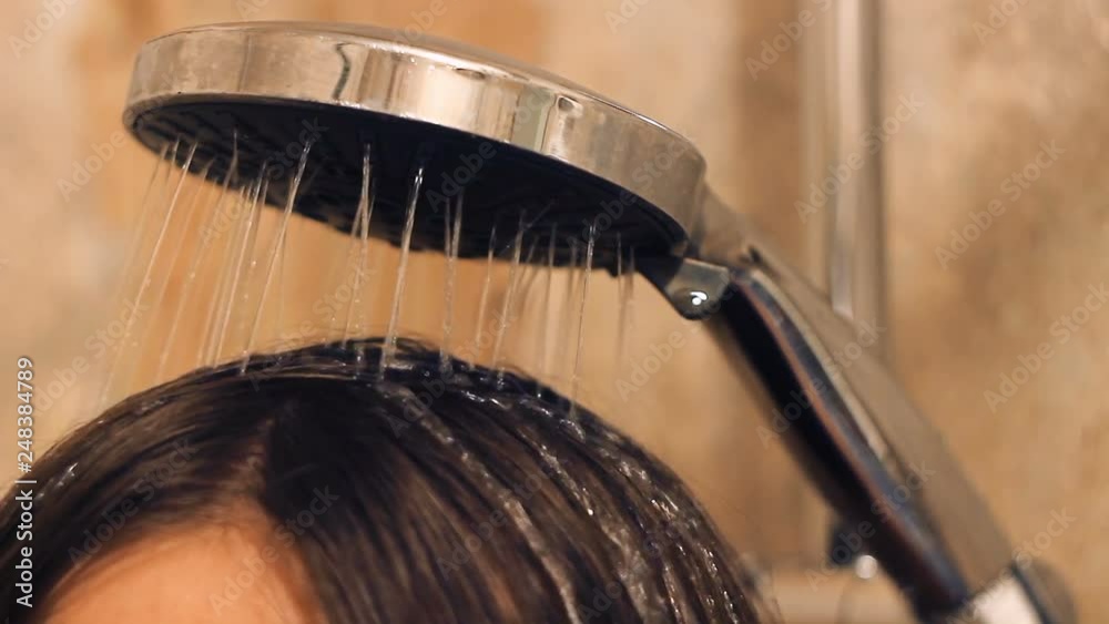 Someone Taking Shower Close Up Hairy Head Soaking Wet Someone Taking Shower Close Up Hairy Head Soaking Wet
