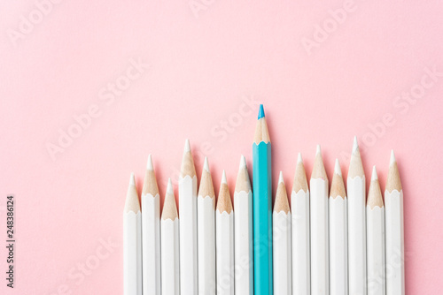 color pencil with leadership, teamwork concept