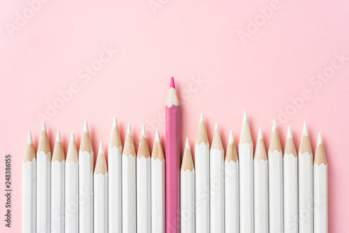 color pencil with leadership  teamwork concept