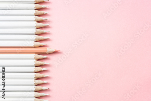 color pencil with leadership, teamwork concept
