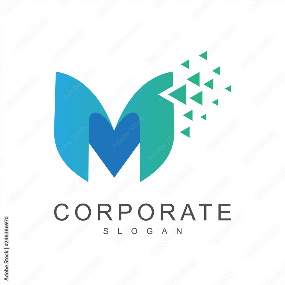 Naklejka premium pixel letter m logo