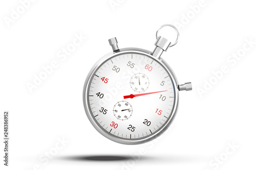 Realistic image of a sports stopwatch. Symbol competition. Icon isolated on white background. Stock vector illustration.