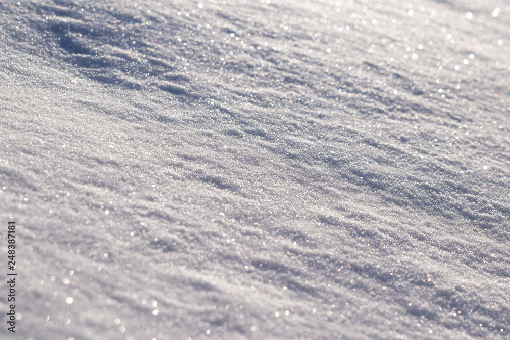 Snow texture. Snowdrift close-up.
