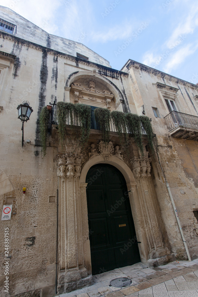 Lecce, a narrow street in the historic center typical of the Baroque period