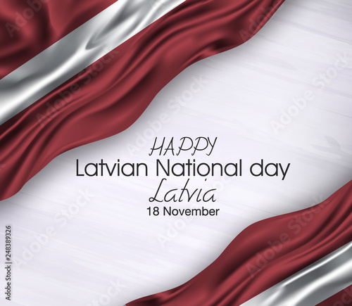 Vector illustration of Happy latvia Waving flags isolated on gray background.,18 november.