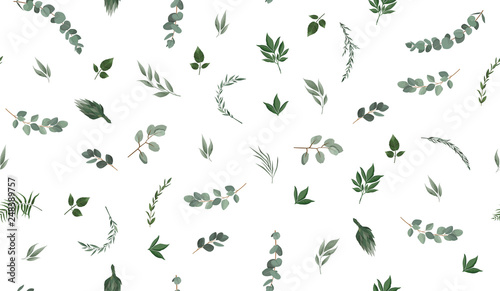Seamless leaves pattern. Design for banner, poster, card, cover, invitation, placard brochure or header.