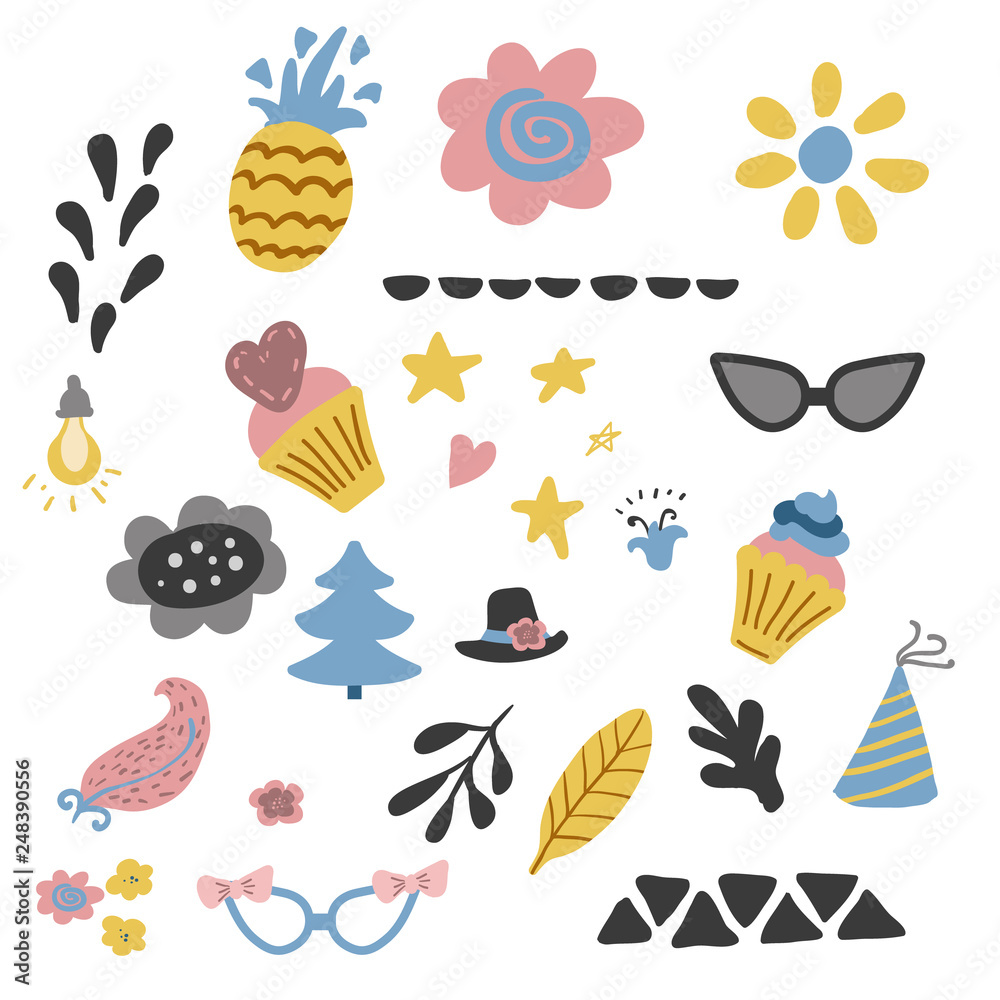 kids elements collection. Set in vector.