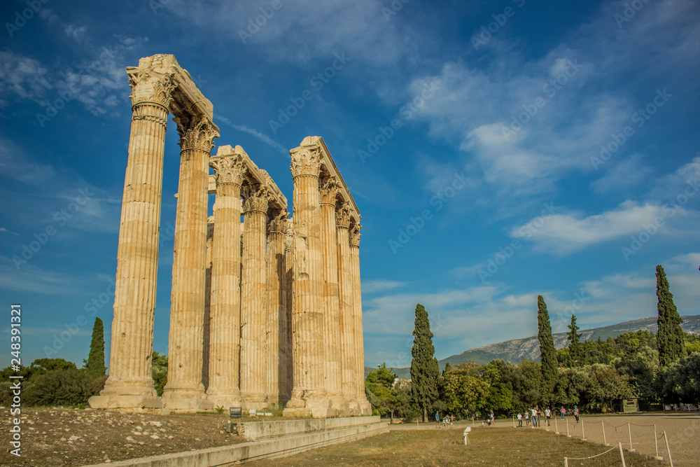 antique ancient Greek architecture object marble columns temple building landmark concept photography, tourism concept  