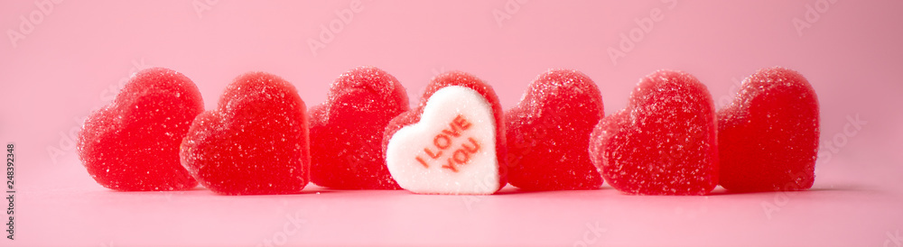 Fototapeta premium Valentines greeting cart with hearts