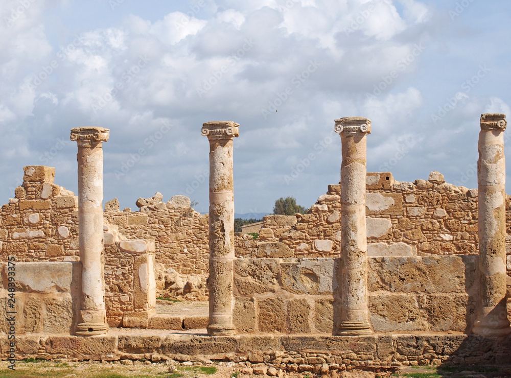 walls and columns the House of Theseus, Roman villa ruins at Kato Paphos Archaeological Park Paphos