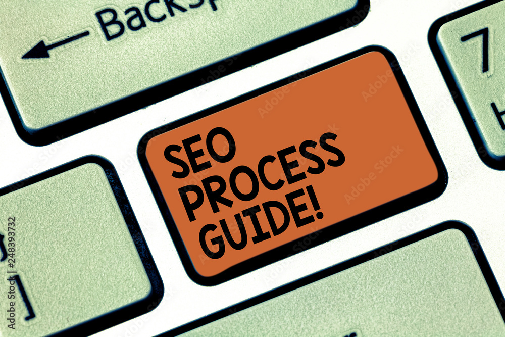 Word writing text Seo Process Guide. Business concept for set actions improve online visibility website in engines Keyboard key Intention to create computer message pressing keypad idea Word writing text Seo Process Guide. Business concept for set actions improve online visibility website in engines Keyboard key Intention to create computer message pressing keypad idea