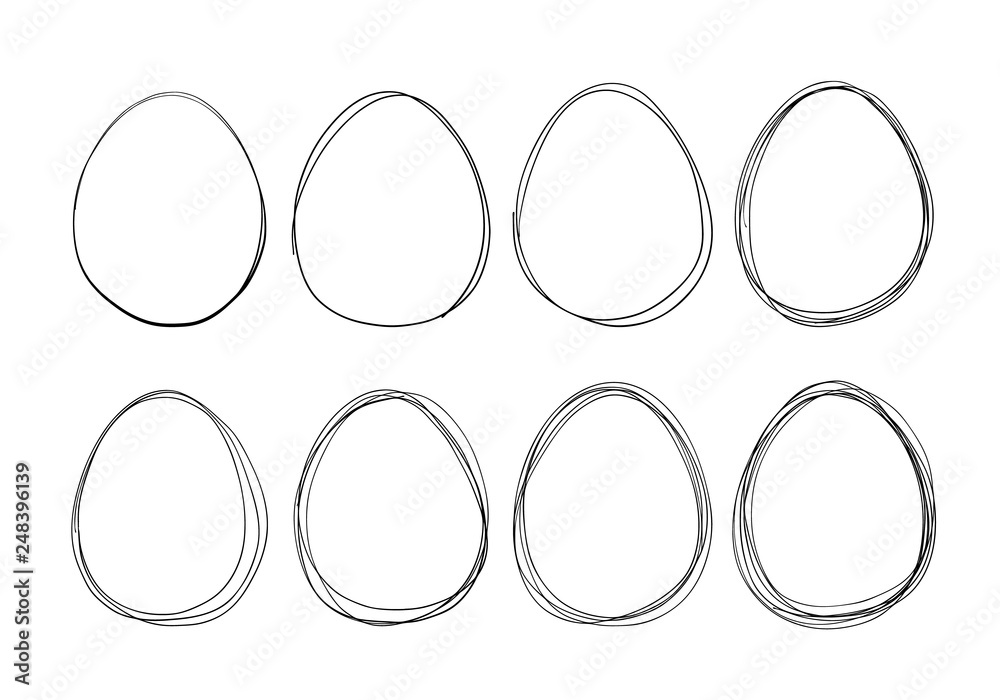 Hand drawn oval line sketch set. Oval scribble doodle for message note mark design element. Pencil or pen graffiti bubble illustration. Hand drawn oval line sketch set. Oval scribble doodle for message note mark design element. Pencil or pen graffiti bubble illustration.