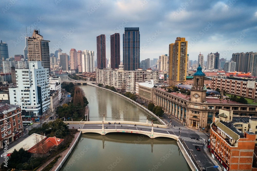 Fototapeta premium Shanghai Suzhou Creek aerial view