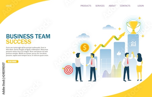 Business team success vector website landing page design template