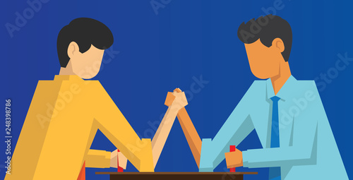 illustration of two man doing arm wrestling