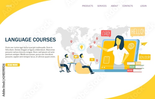 Language courses vector website landing page design template © Siberian Art