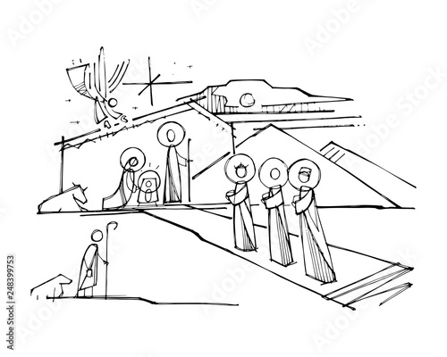 Jesus Christ Nativity ink vector illustration