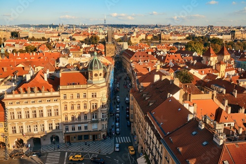 Prague skyline rooftop view