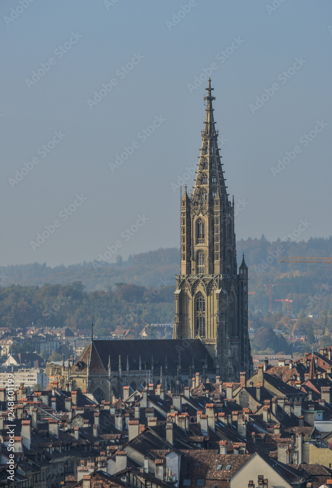 Ancient church with cityscape of Bern Ancient church with cityscape of Bern