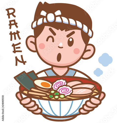 Vector illustration of Cartoon Chef Japanese noodles