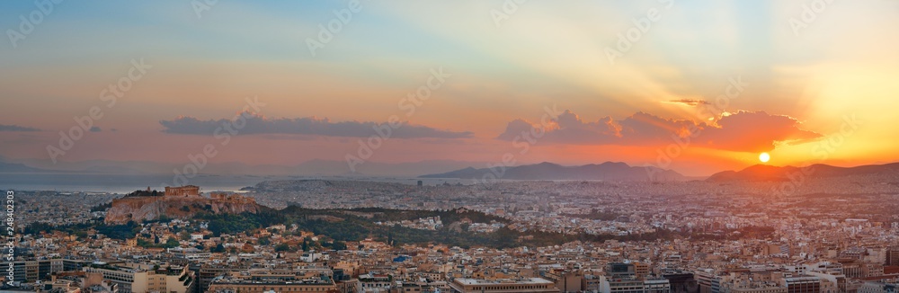 Athens skyline from Mt Lykavitos panorama