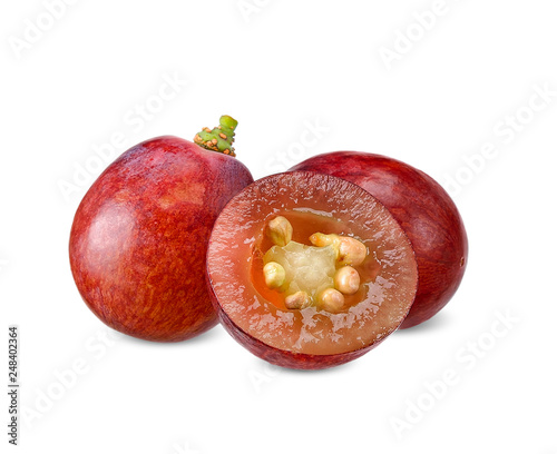 Red grape and half isolated on white clipping path