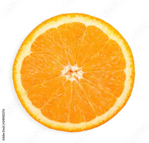Half orange isolated on white clipping path