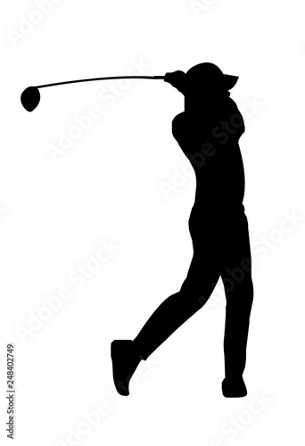 Vector of silhouette golf player swing the golf club for t-off