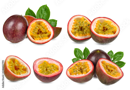 Passion fruit isolated on white clipping path