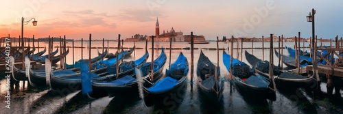 Gondola and San Giorgio Maggiore island panorama