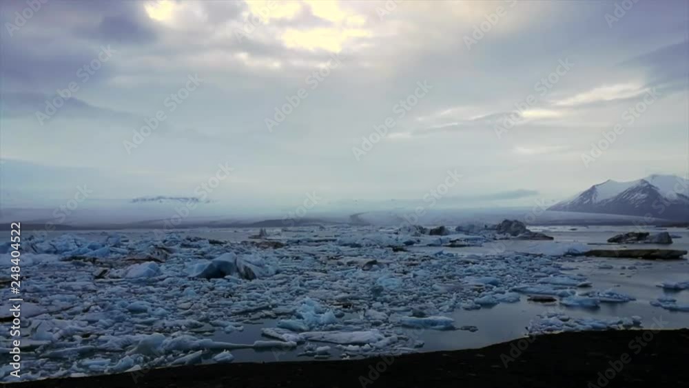 Timelapse glacier lagoon Iceland majestic nature view Timelapse glacier lagoon Iceland majestic nature view