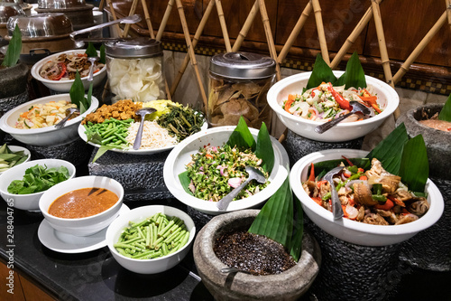 Ulam, traditional Malay food of raw vegetable with chili dipping